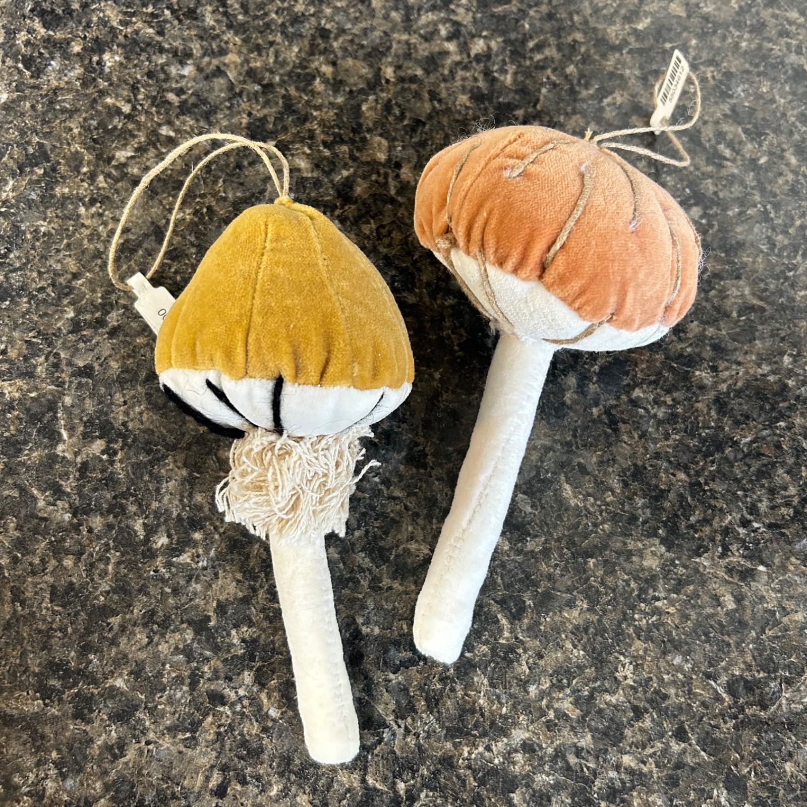 Anthropologie Mushroom Fungi Velvet Plant Ornaments Hanging Decor Pair NWT