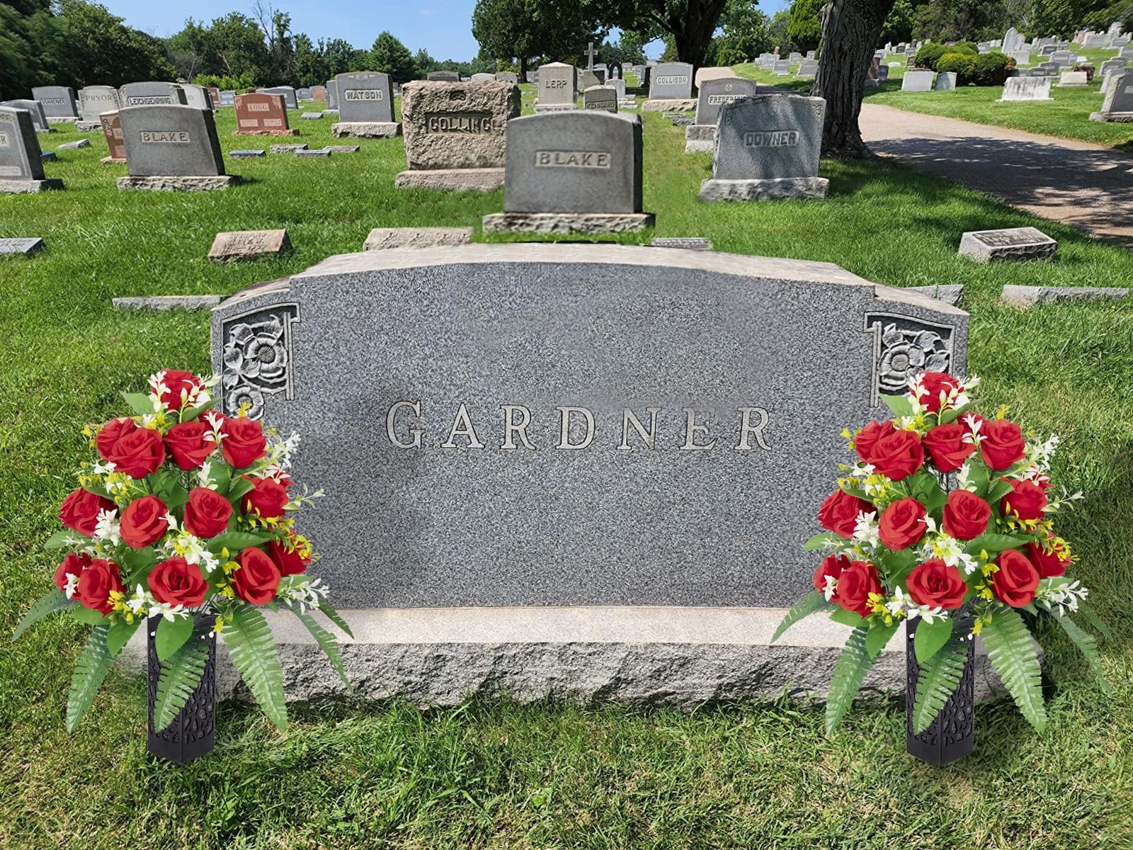 MOOMASS Artificial Cemetery Flowers – Grave Decorations, Cemetery Flowers for…