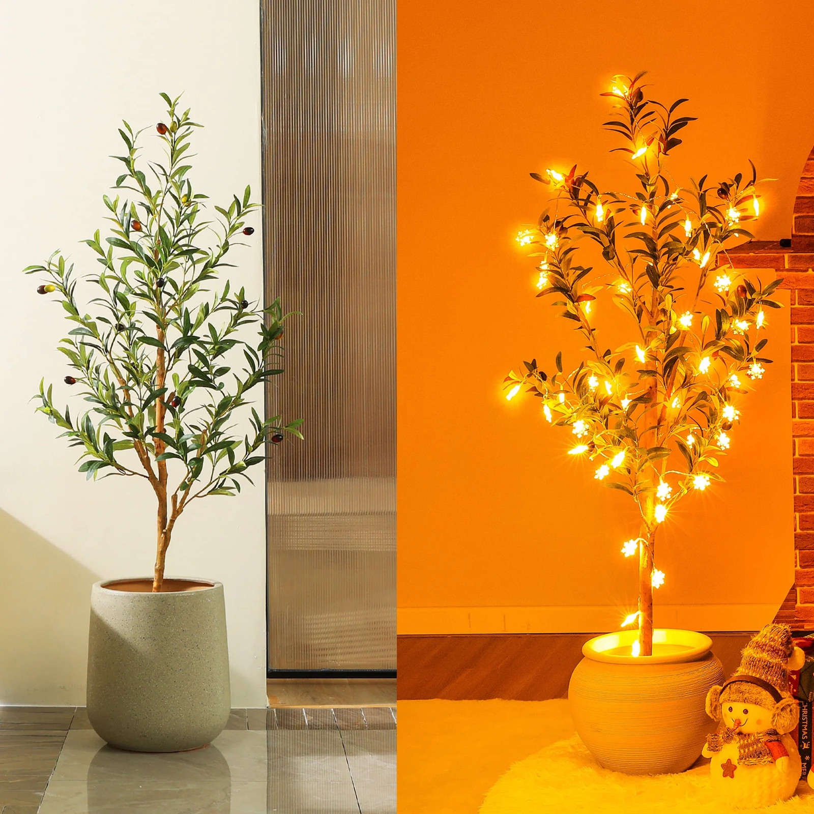 4Ft Artificial Olive Tree Indoor, Faux Olive Tree, Artificial Plants with Natura