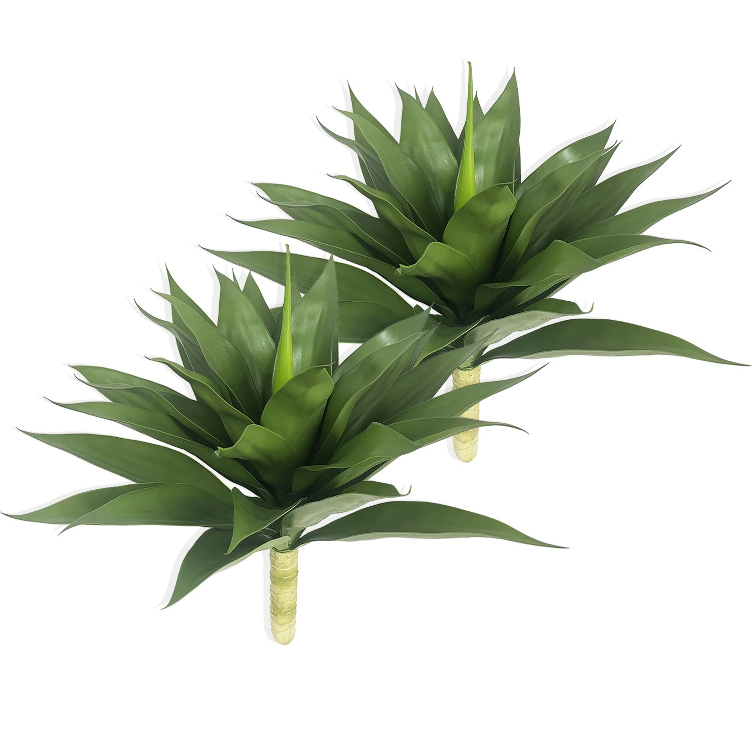 2 Pcs Artificial Agave Plant Stake Realistic Faux Ground Insert for Garden Decor