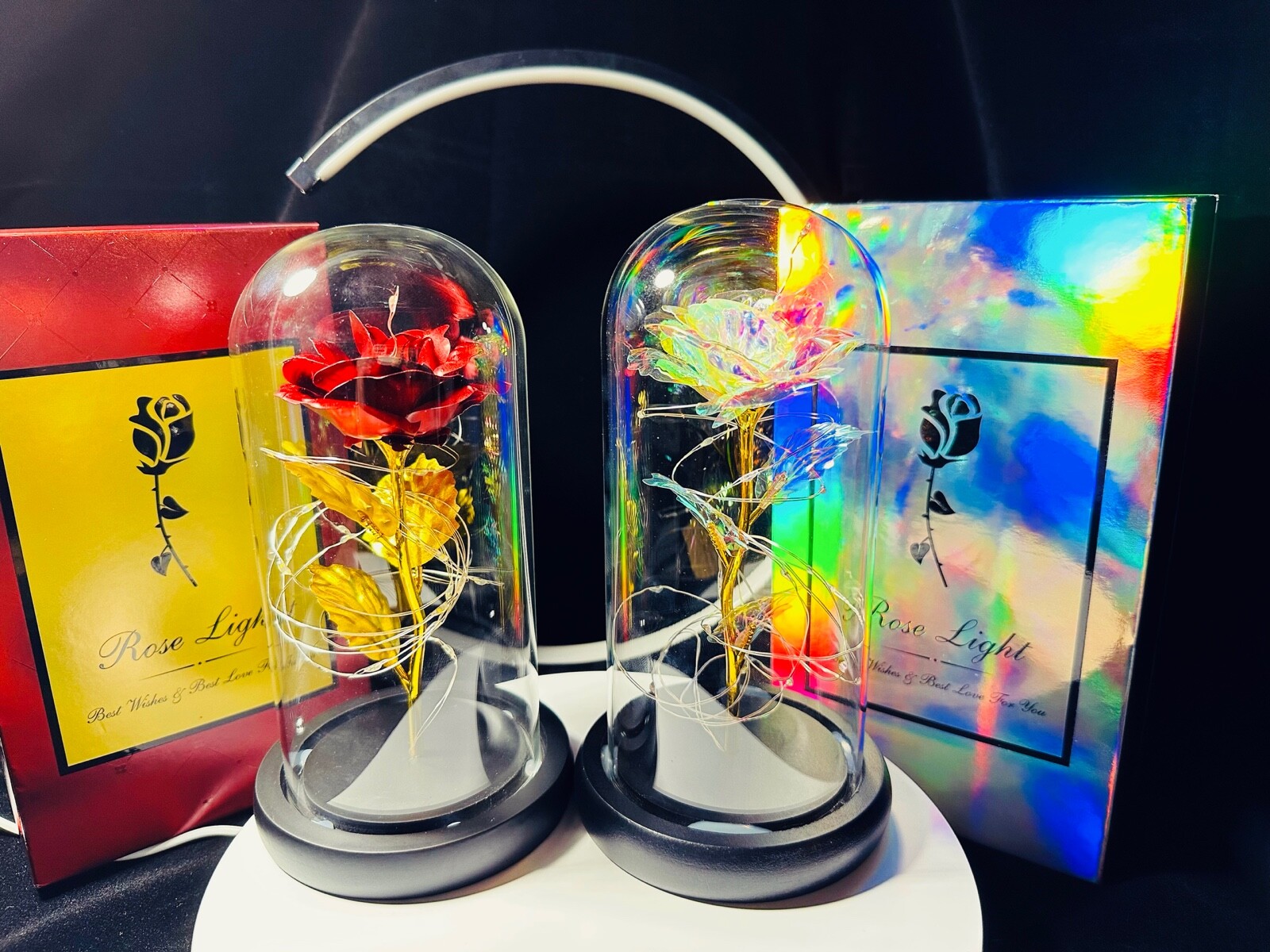 Brand New – Crystal Galaxy Enchanted LED Glass Forever Rose Home Decoration Gift