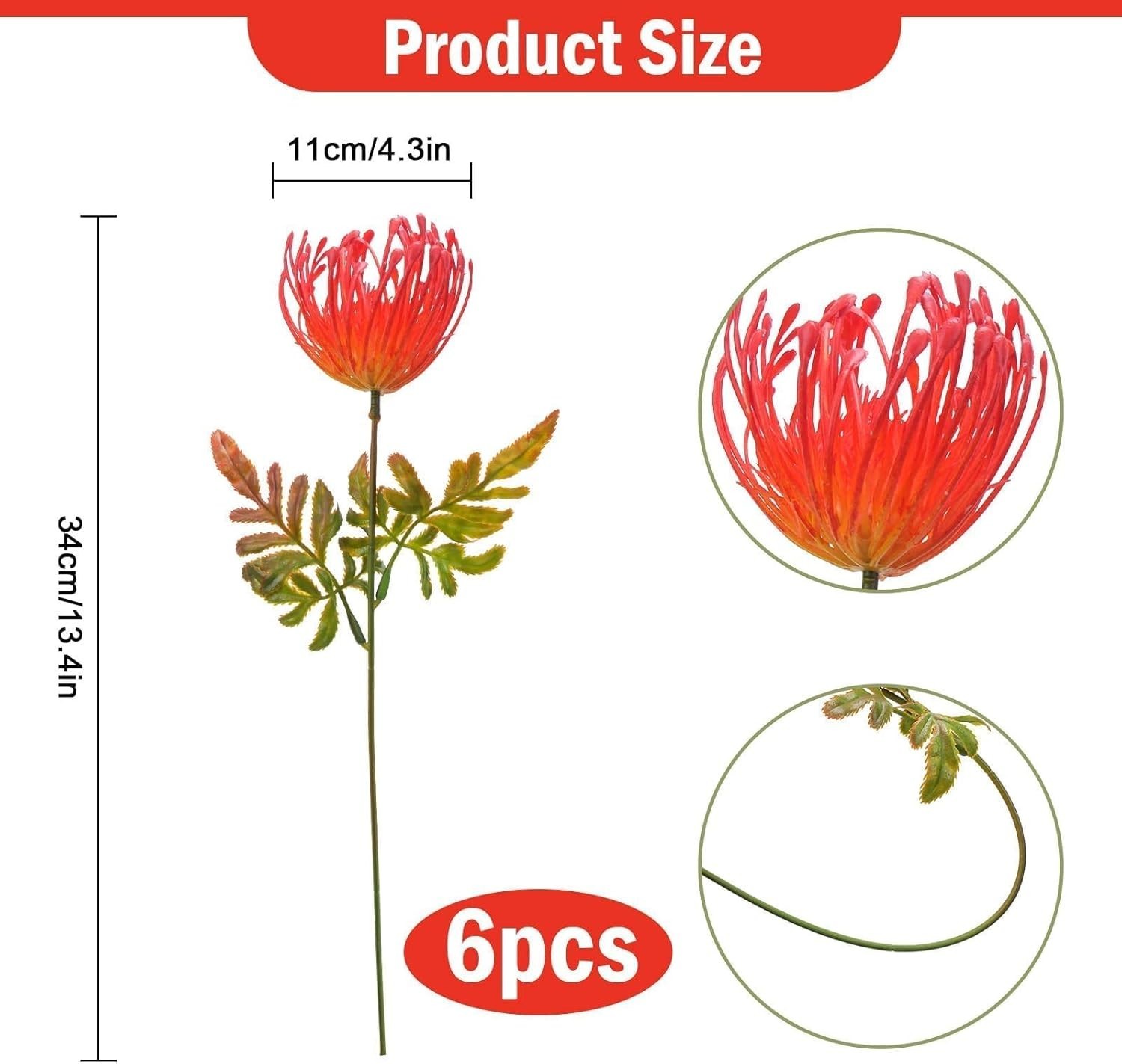 6 PCS Tropical Flowers Arrangement for Home Kitchen Office Indoor Outdoor Decor