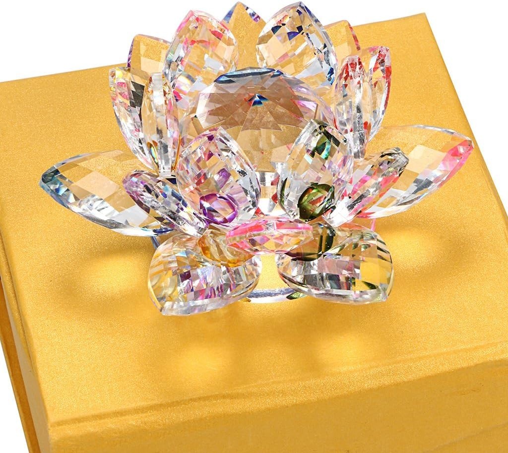 3-Inch Crystal Lotus Flower Decor with Gift Box – Feng Shui & Sun Catcher