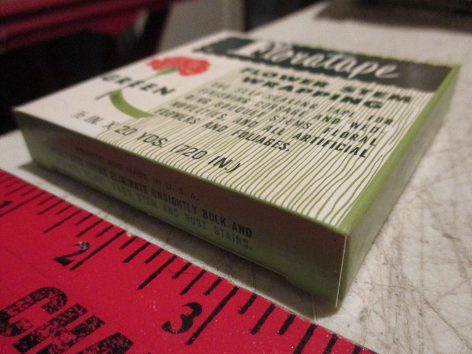 Vintage Floratape Flower Stem Wrapping, NOS, Green, 1/2×20 Yds, American Can Co.