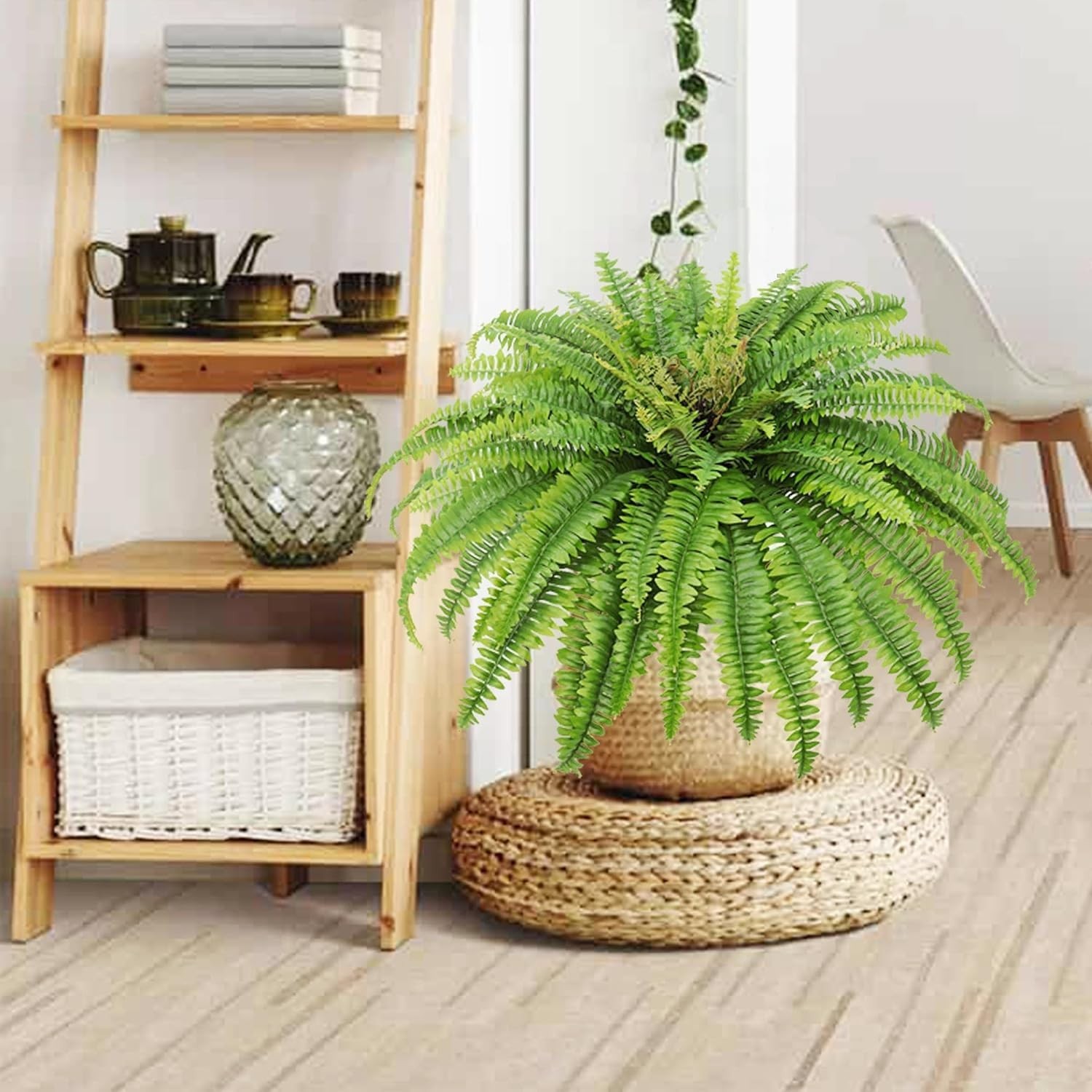 Charming 45″ Large Faux Fern Plant – 57 Fronds for Elegant Indoor & Outdoor Use
