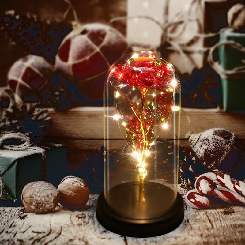 Christmas Rose Gift for Women Mon – Flower LED Light in Glass Gifts for Birthday