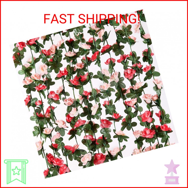 MARTINE MALL Flower Garland Rose Vines, 2 Strands 16.5Ft Flower Vines for Bedroo