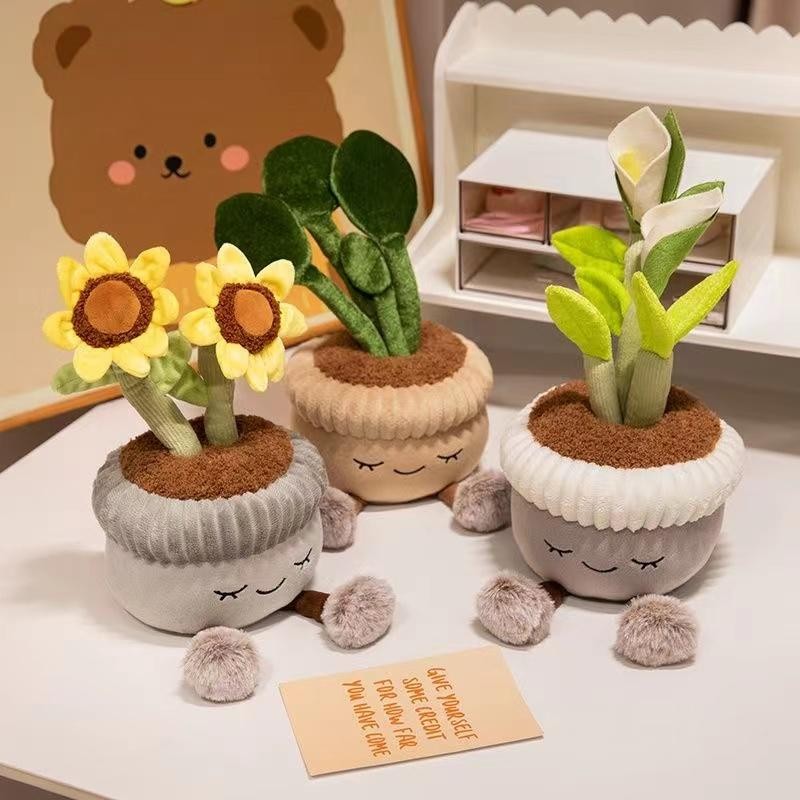 30cm Artificial Flower Plush Toy Green Plants Bloom Cactus Sunflower Cactus Soft