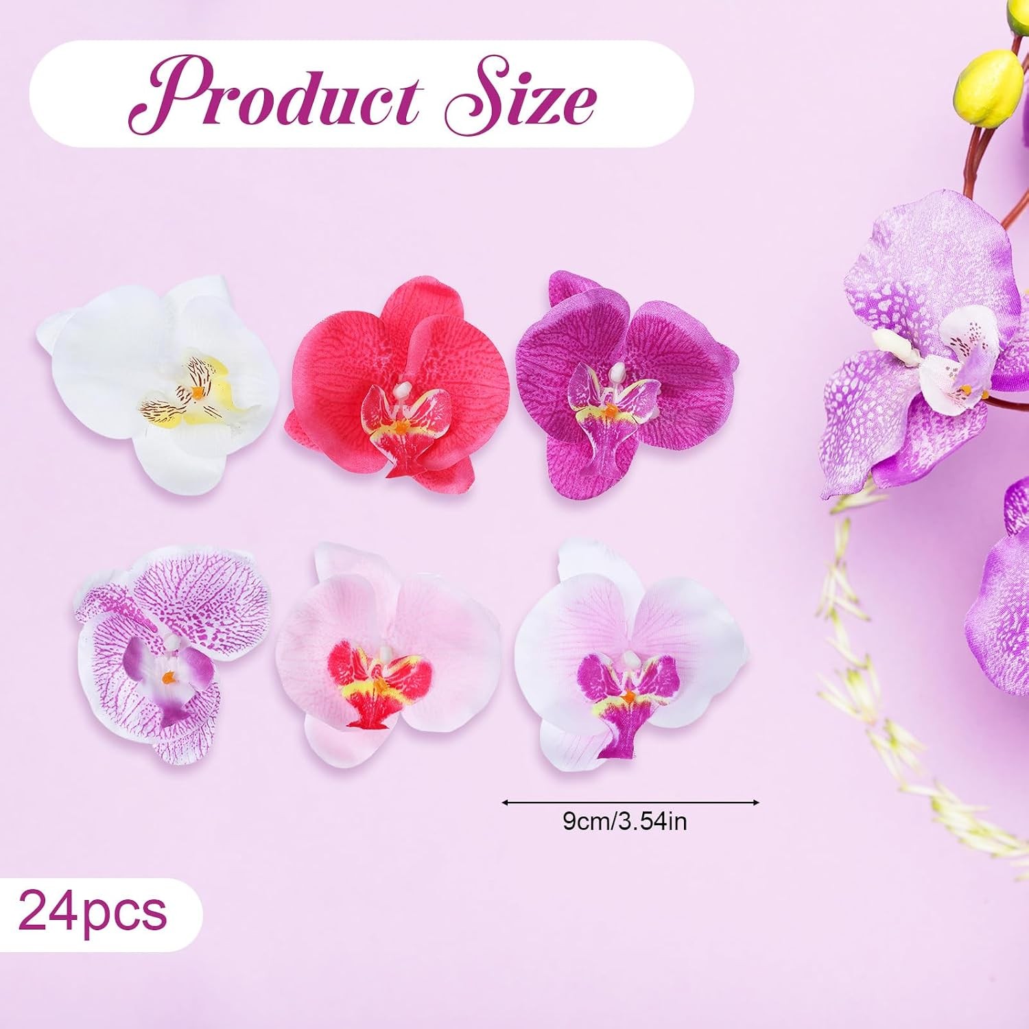 24PCS Artificial Orchid Flower Heads Silk Phalaenopsis DIY Wedding Craft Decor S