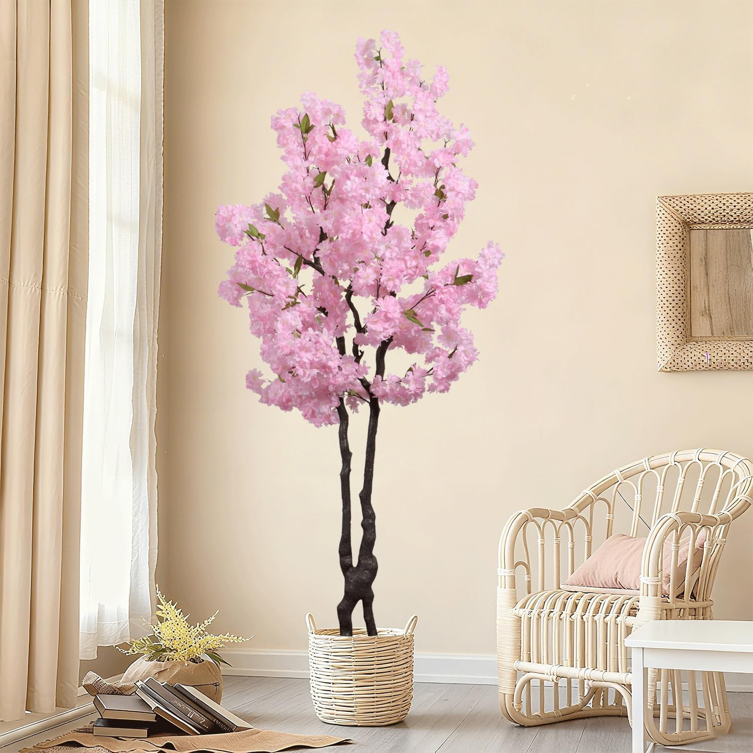 6Ft Faux Pink Cherry Blossom Tree – Realistic Artificial Sakura Decor