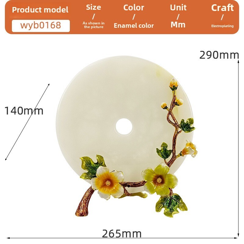 Natural jade Chinese safety buckle enamel color zinc alloy bracket ornament