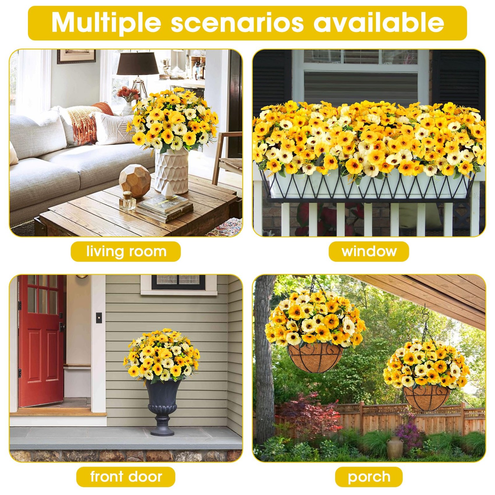 12 Bundles Artificial Flowers for Outdoors Decoration, Fake Daisy Silk Flower…