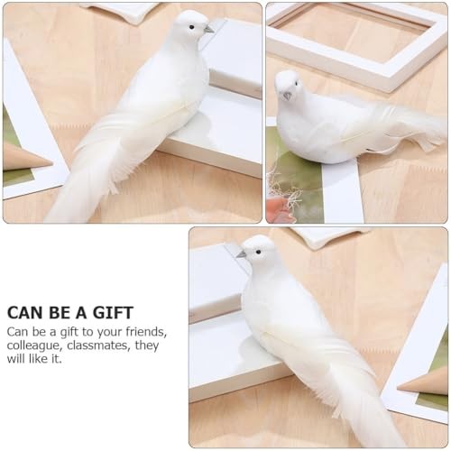 2pcs Christmas Ornament Birds Artificial Peace Dove with Clips Christmas
