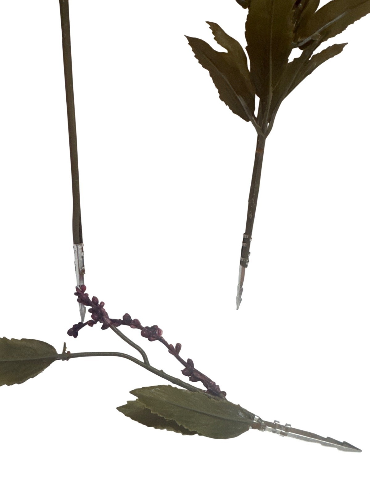 Artificial Purple Green Floral Sprays Plastic Stems Home Decor 5 Pieces Set