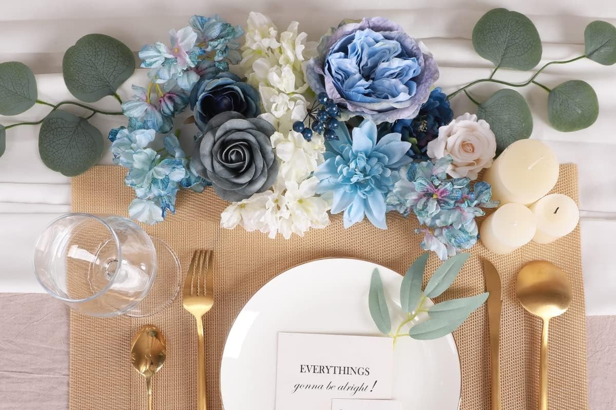 Gorgeous Dusty Blue Mixed Artificial Flowers – Ideal for Events & Home Styling