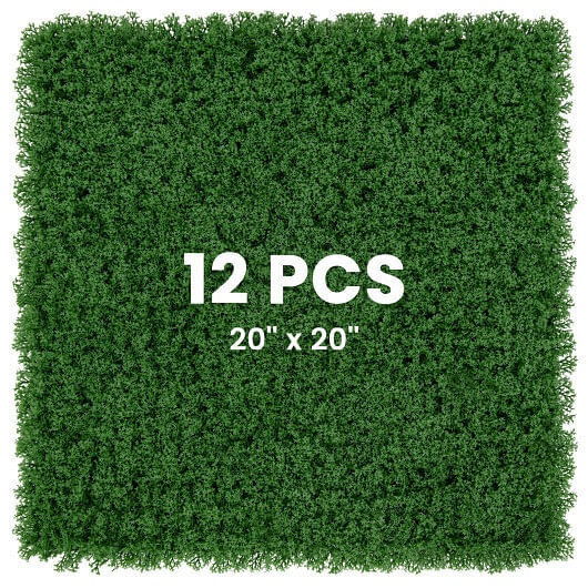 12 Pieces 20 x 20 inches Artificial Grass Wall Panels for Garden Yard Balcony-Gr