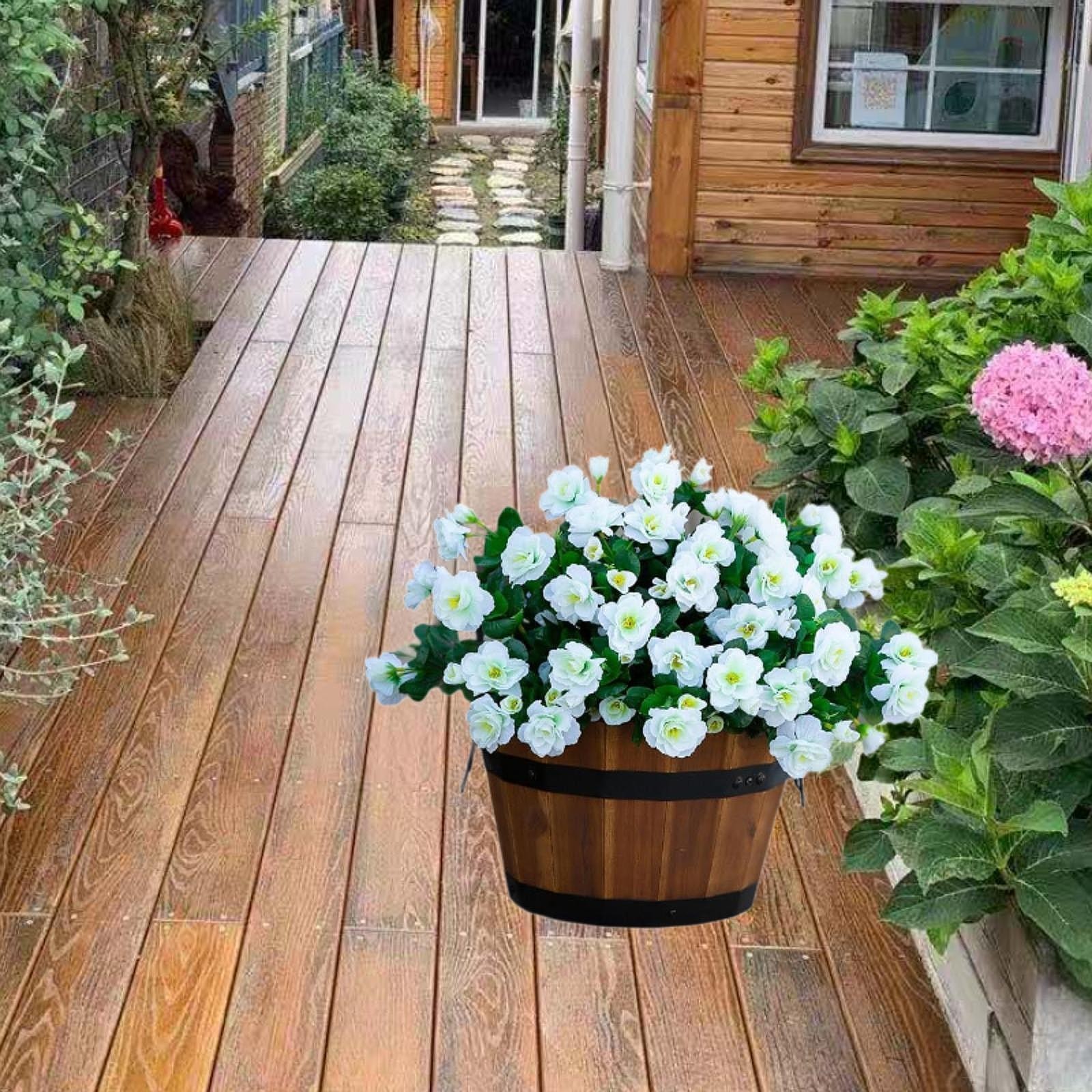 4 Bundles Artificial Flowers Outdoor Fake Flowers Lawn Farmhouse Table Vase