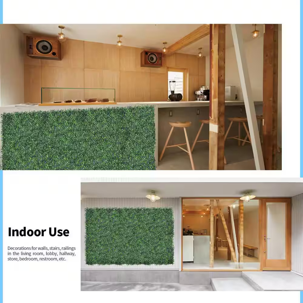 12- Pieces 20 In. X 20 In. Artificial Grass Wall Panels Faux Boxwood Hedge Artif