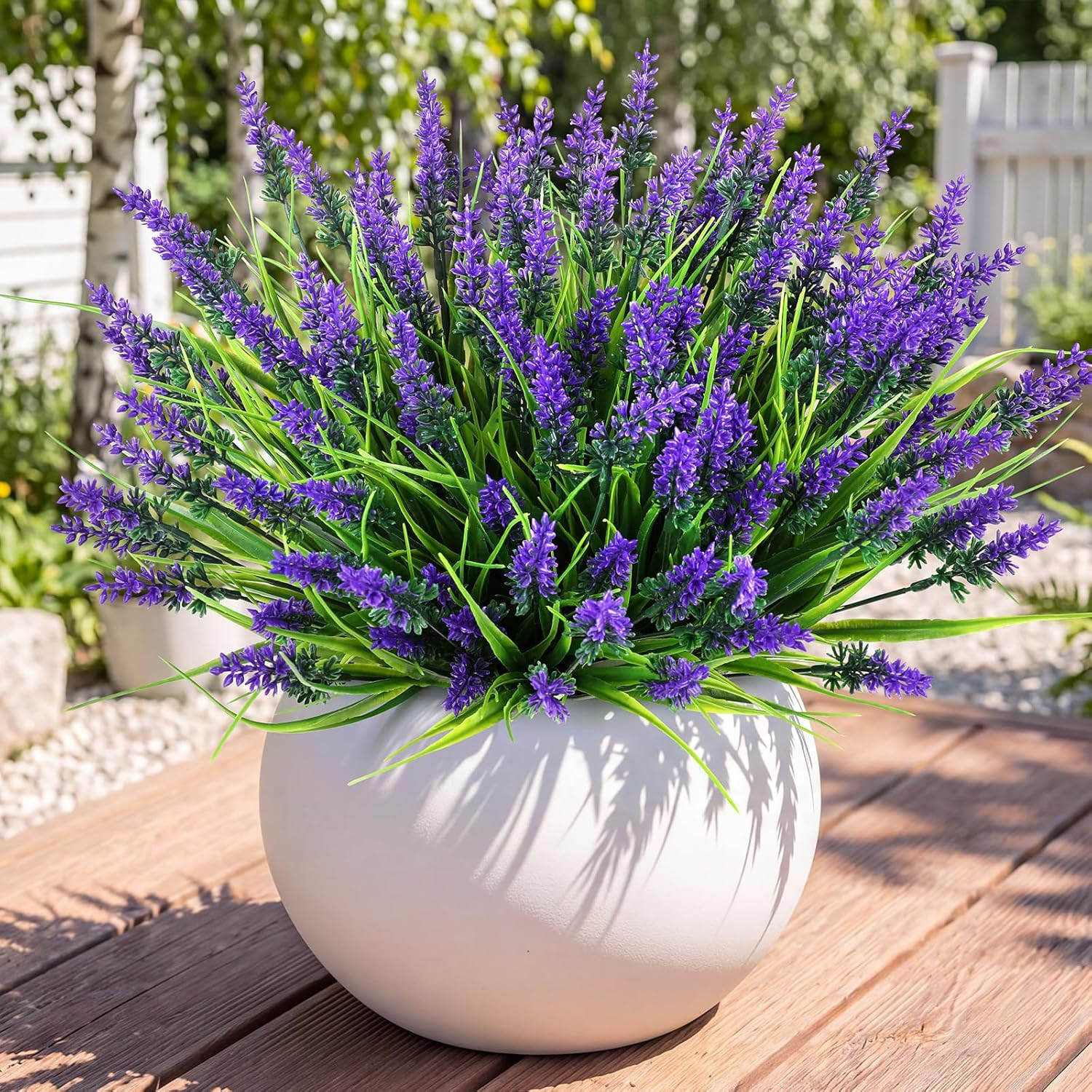 16 Bundles Faux Outdoor Plants, UV Resistant Fake Lavender & Monkey Grass, Reali