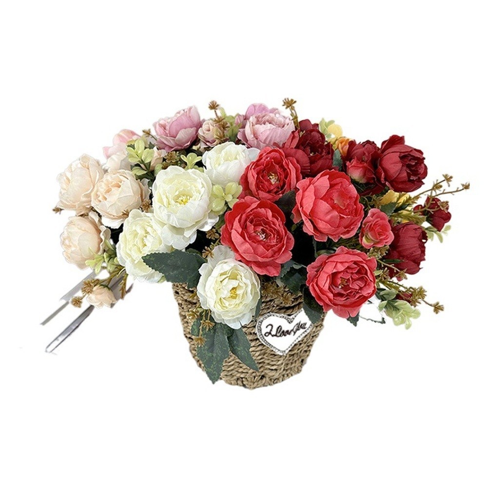 7 Fork Stem Silk Peonies for Wedding Bouquets Photography Props and Room Decor