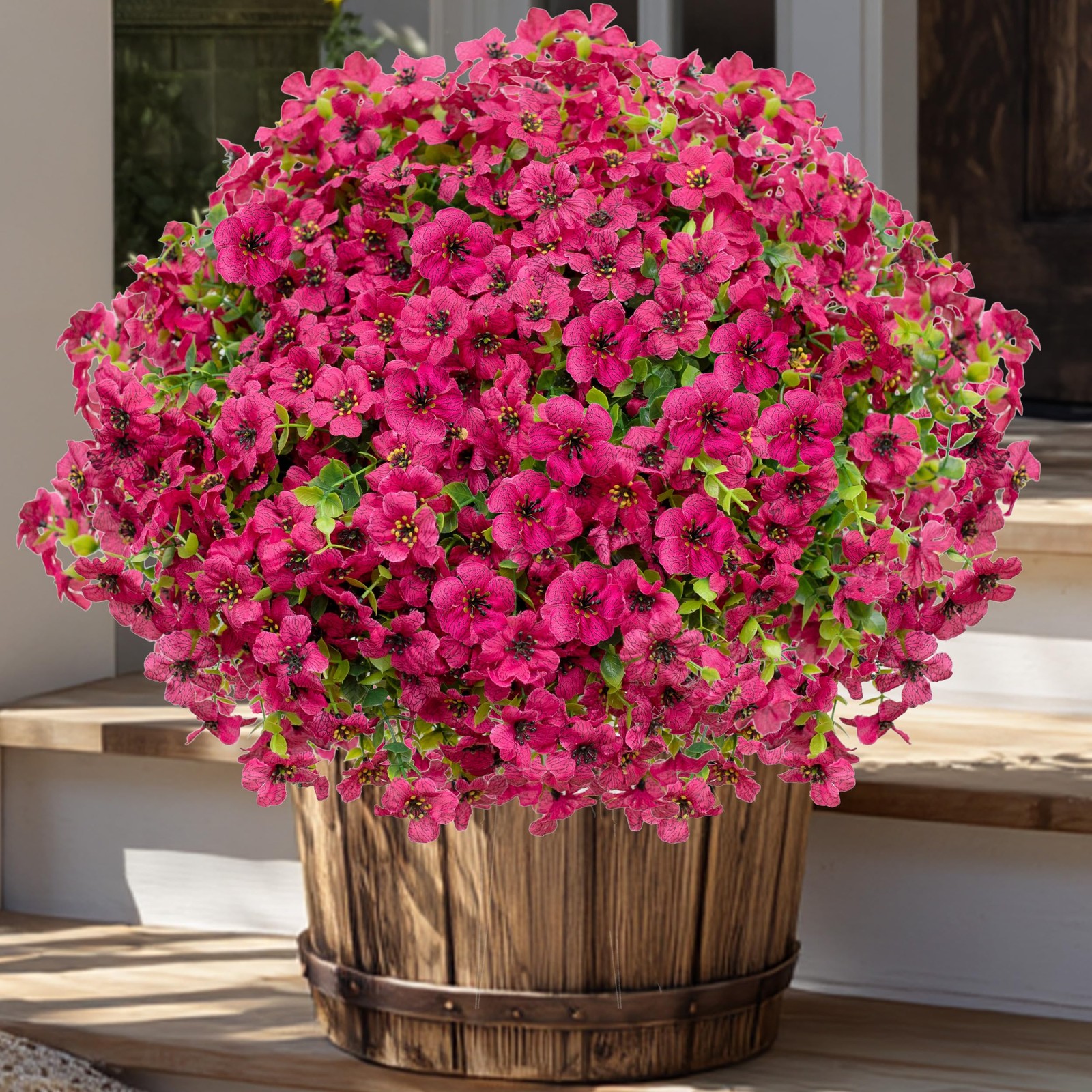 Artificial Flowers for Outdoors, 16 Bundles Fake Plants Red