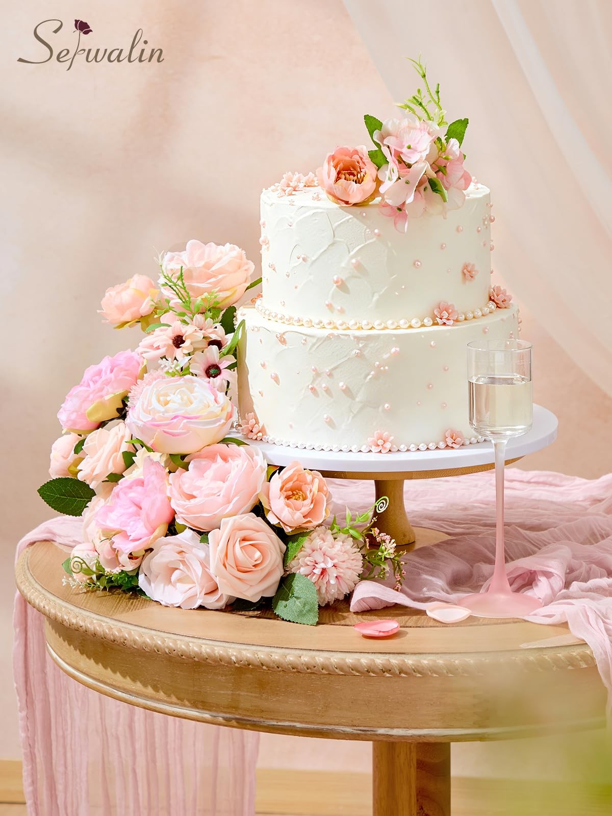 Artificial Flowers Pink Flowers Fake Silk Flowers Wedding Cake Flowers for We…