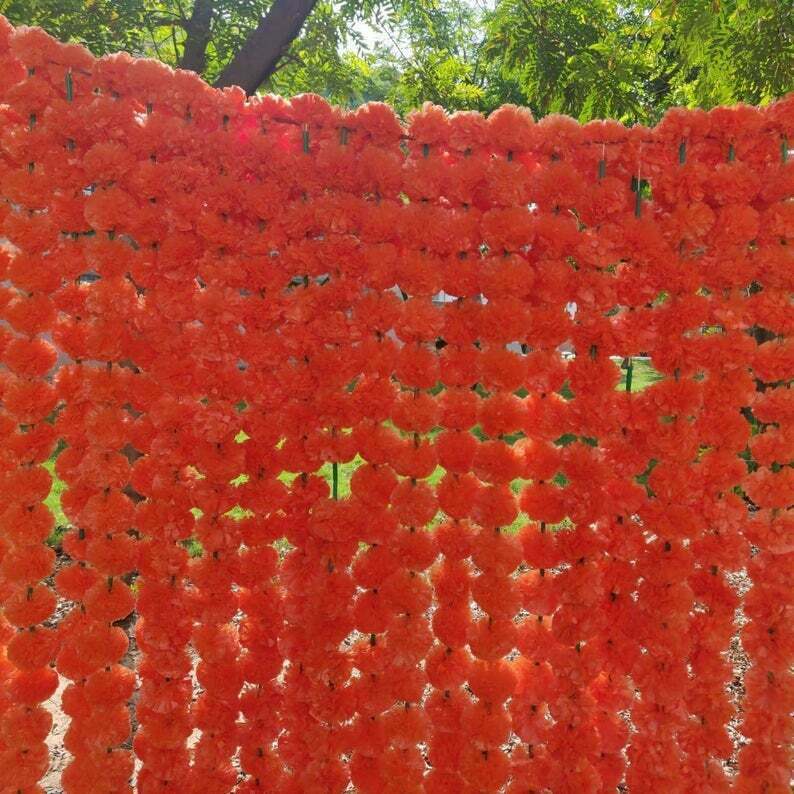Indian Handmade Artificial Marigold Flower Garland Home Wedding Party Decoration
