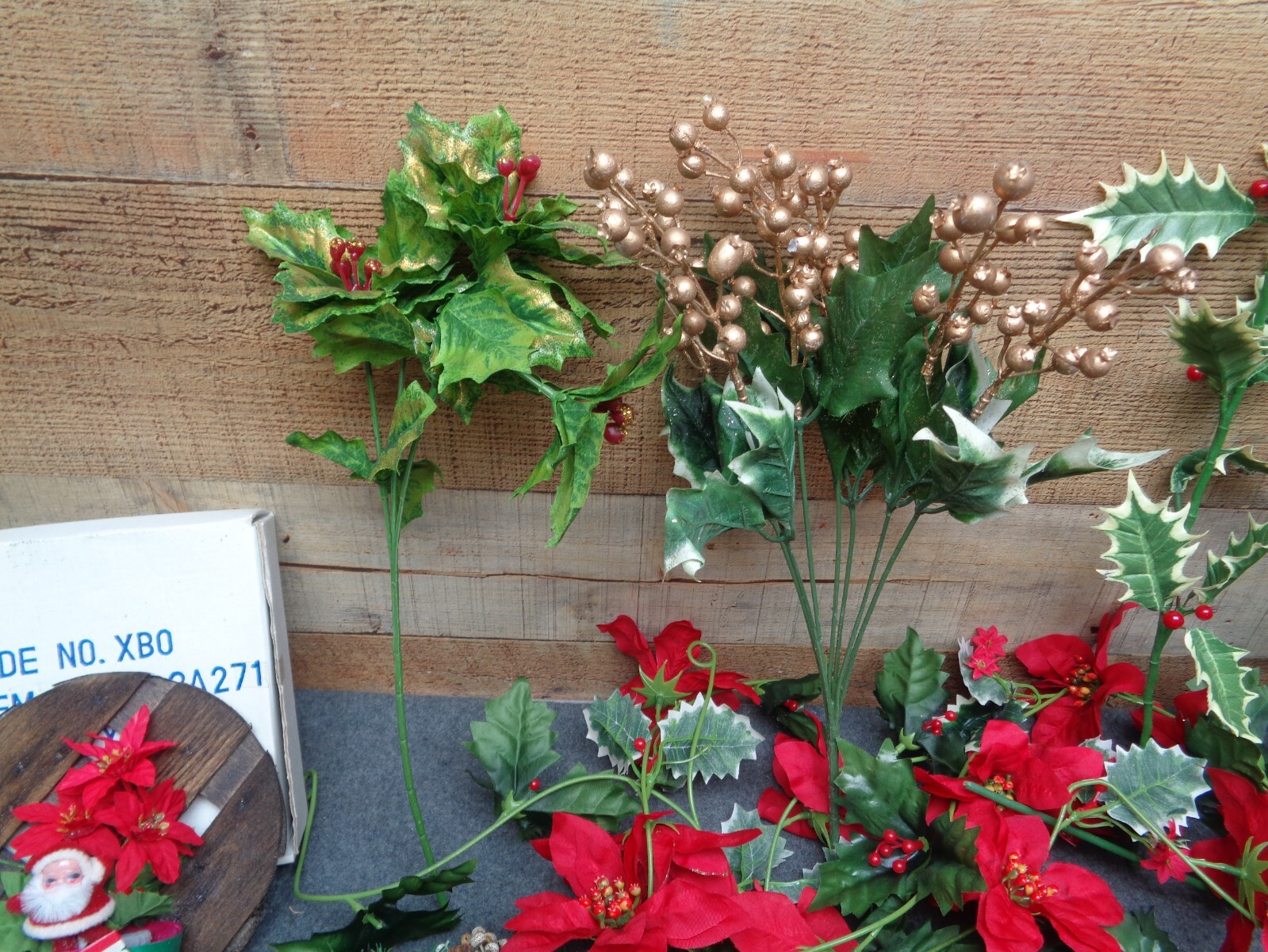 Vintage Silk Christmas Greenery Decor Wreath Floral Stems Candle Rings Lot of 20