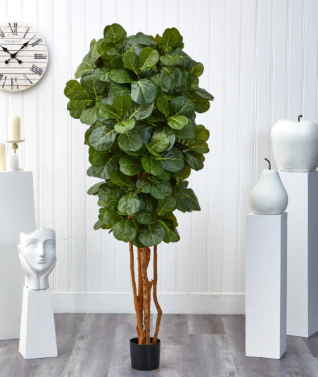 Fiddle Leaf Fig Tree Artificial Realistic Nearly Natural 6’ Home Garden Decor