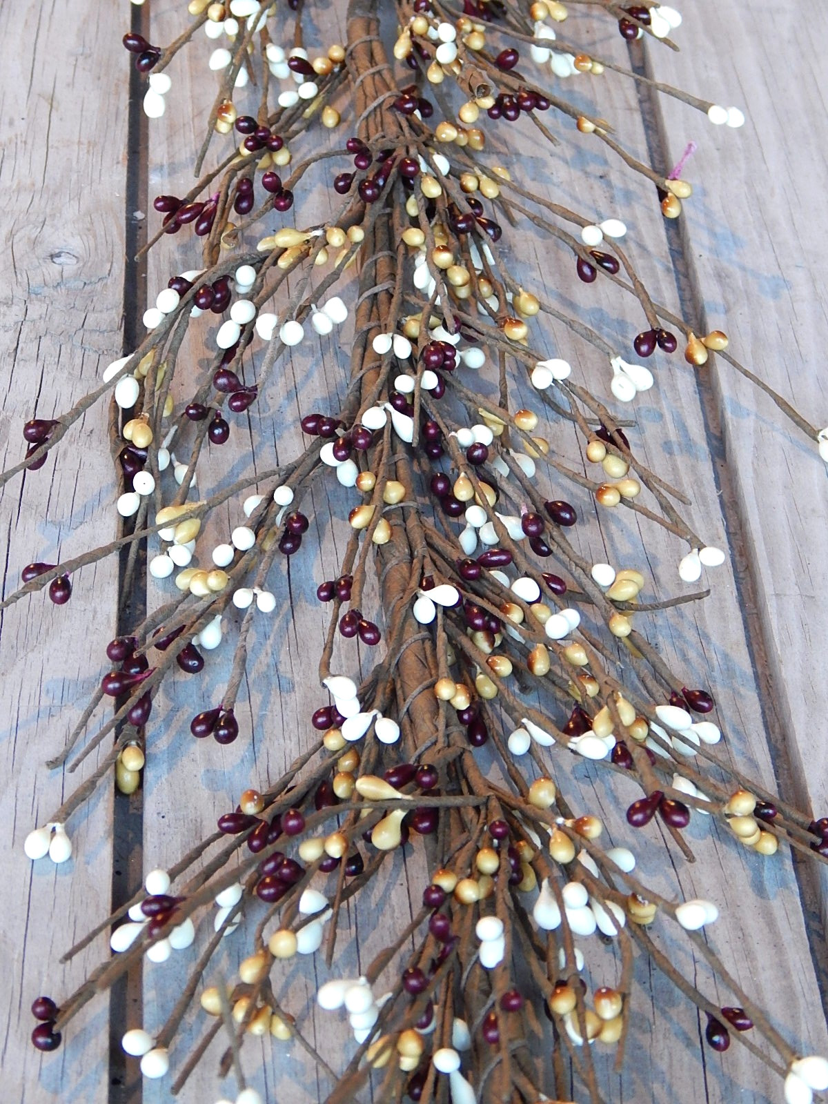 Rustic Berry Garland BURGUNDY MUSTARD CREAM 58″ – NEW