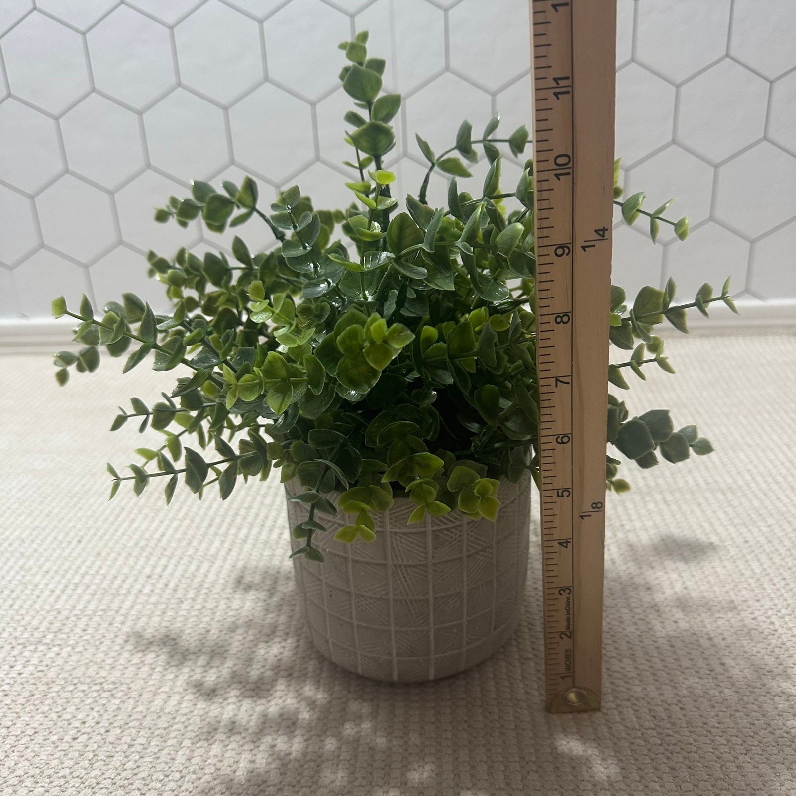 Artificial Eucalyptus Potted Plant Faux Greenery in Grey Textured Cement Pot