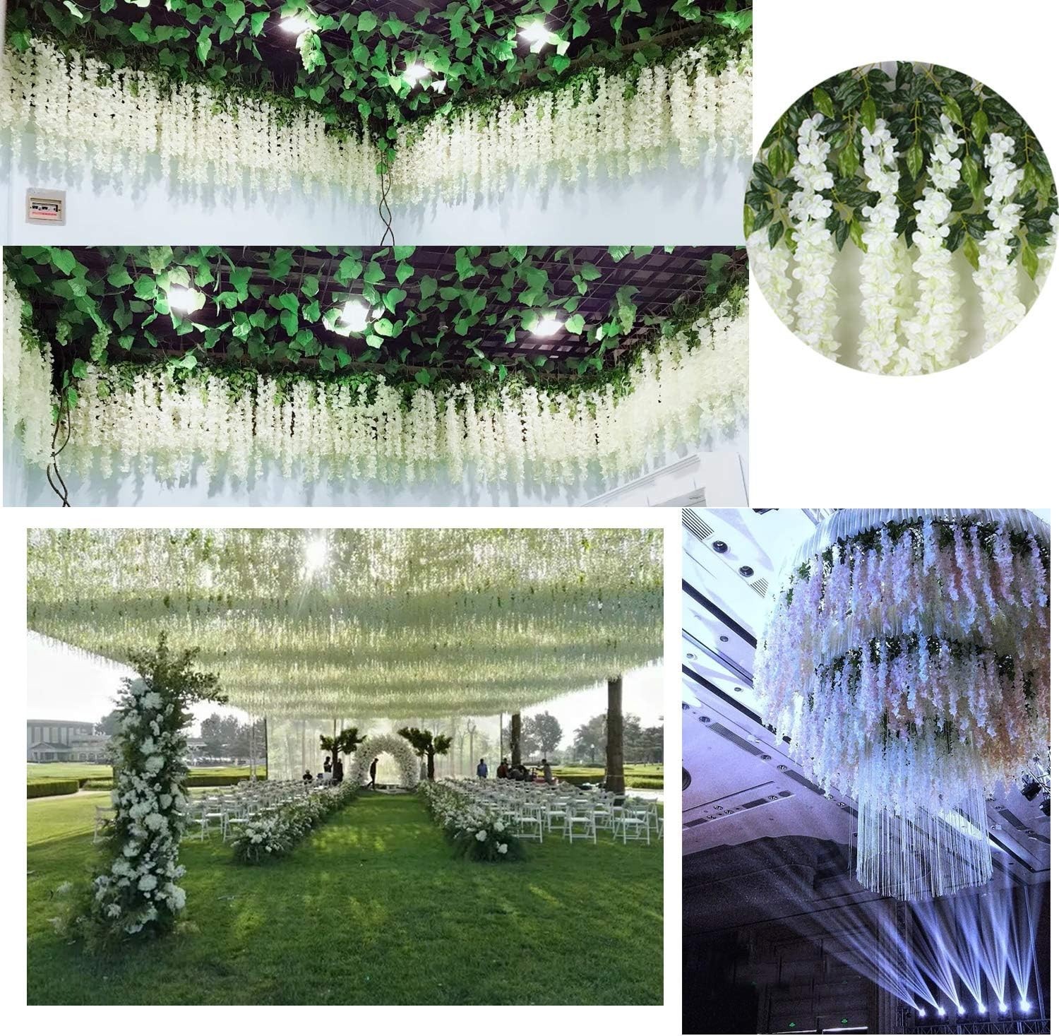 U’Artlines 24 Pack (Total 86.4 Feet) Artificial Fake Wisteria Vine Rattan Hangin