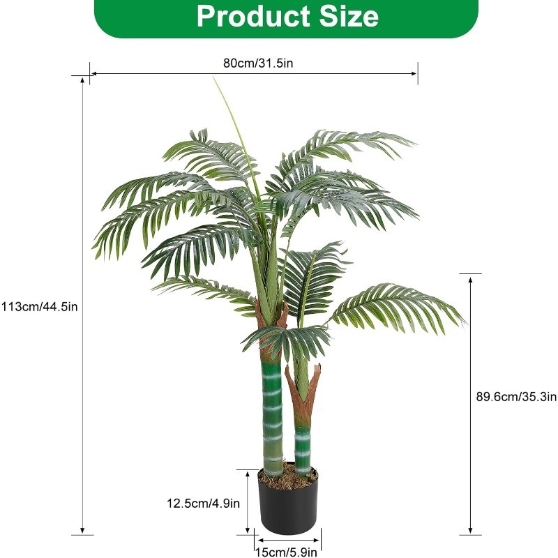 4FT Artificial Palm Tree w/Adjustable Leaves, Decoration Plants for Home Office