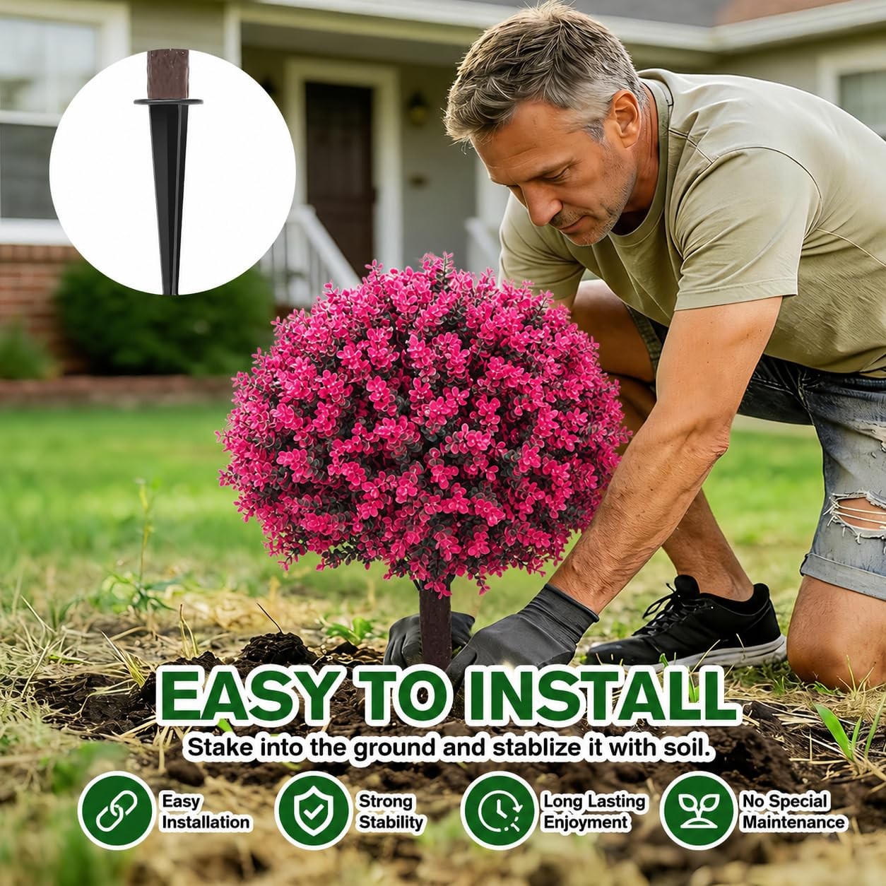 Artificial Cedar Eucalyptus Ball Trees 25″ Set of 2, UV Resistant Faux Boxwood
