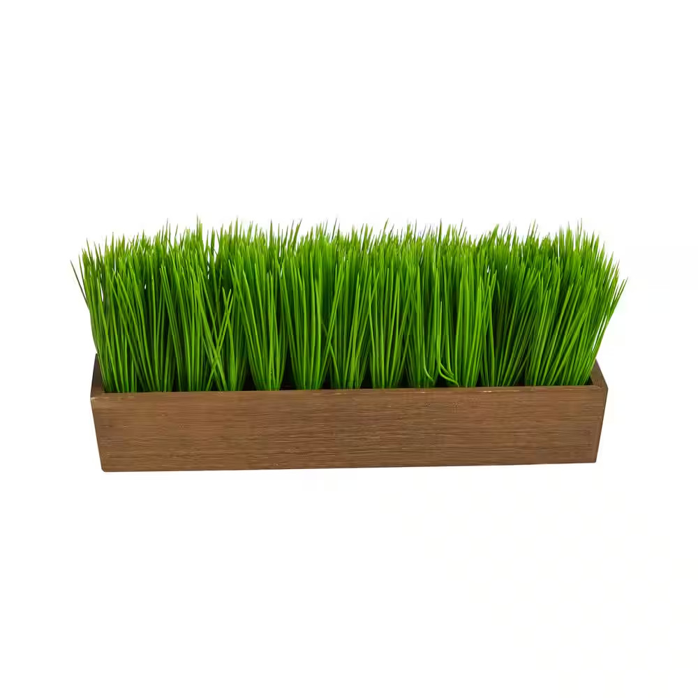 12 In. D Grass Artificial Plant in Decorative Planter