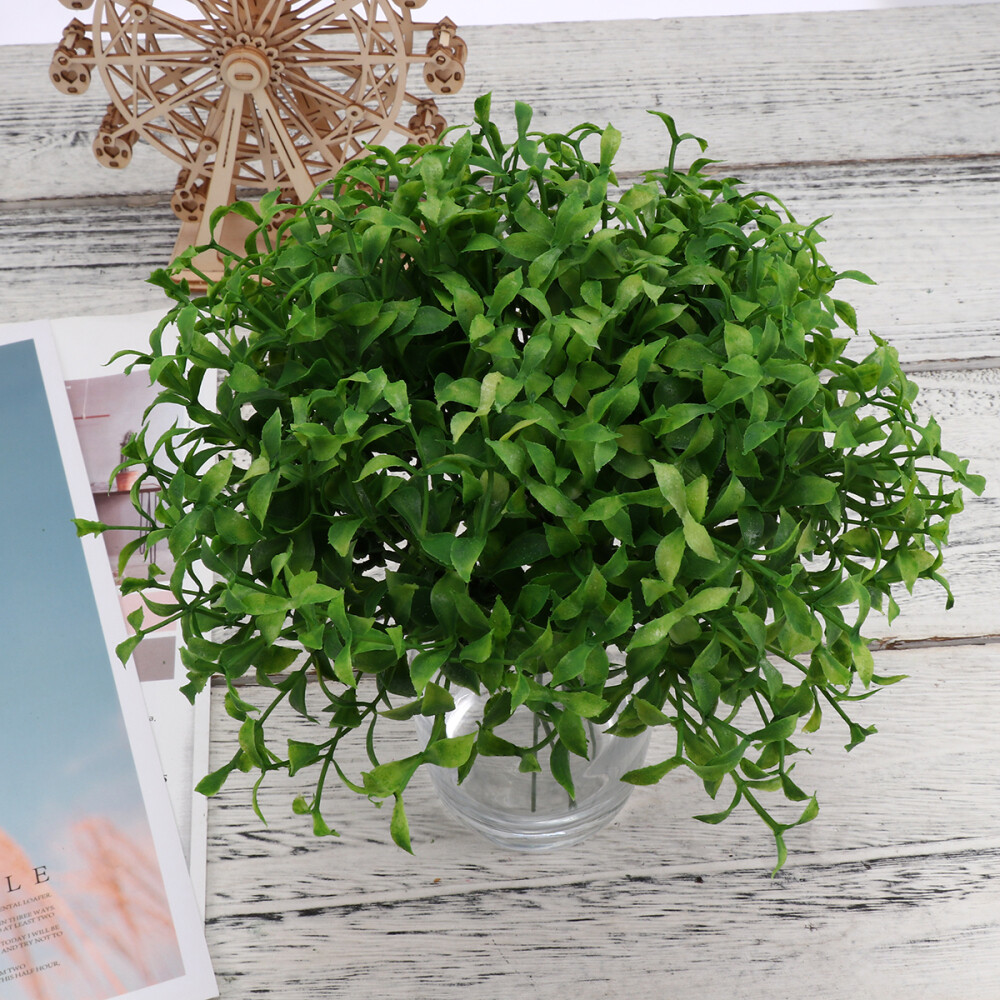 12 Pcs Fake Plants Shrubs Simulated Grass Ornaments Faux Bonsai Tree Desktop