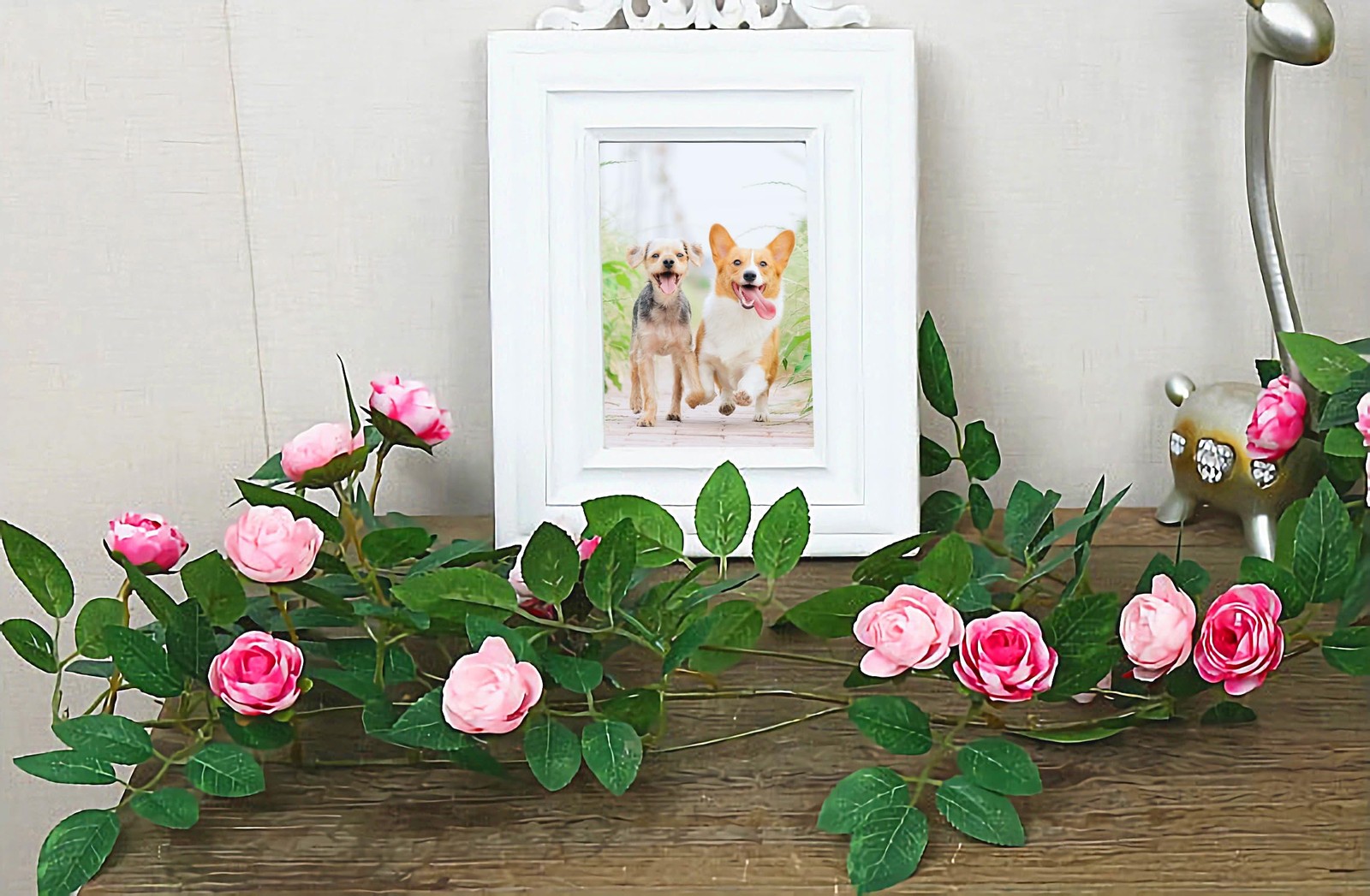 Shyshining 6FT Bendable Pink Rose Flower Garland, Artificial Silk Wild Roses …