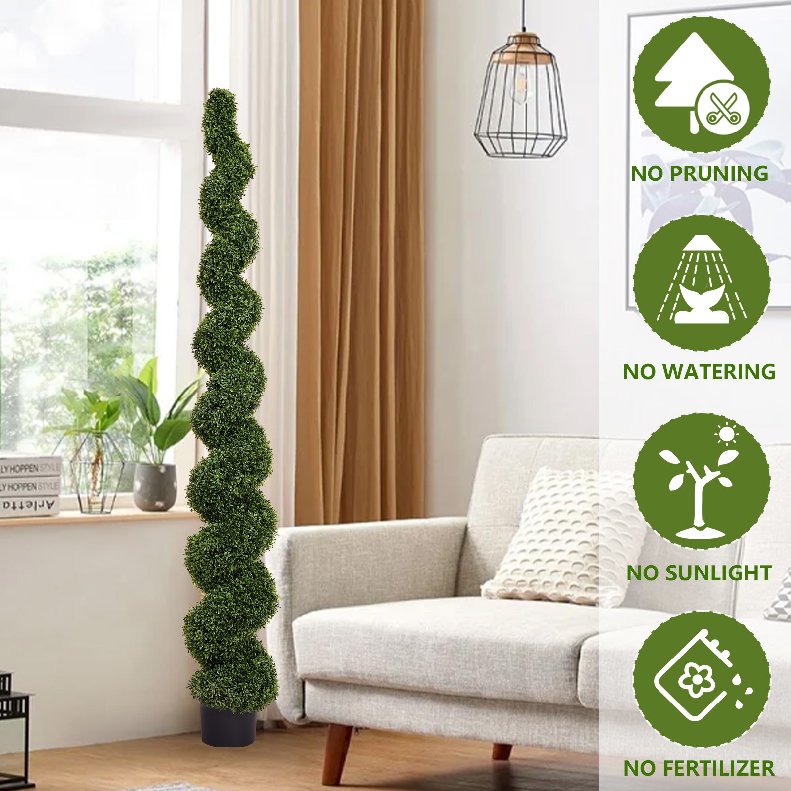 7FT Spiral Topiary Trees Artificial Outdoor Faux Boxwood Plants Potted Trees