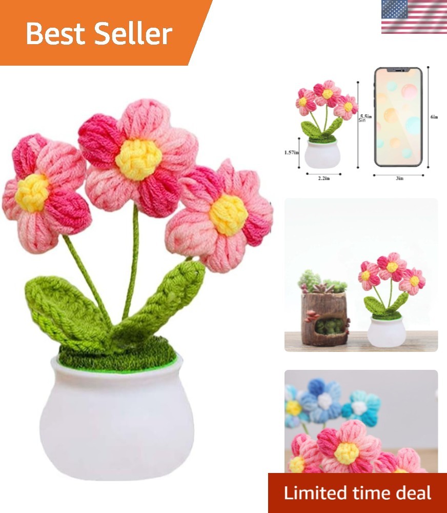 Adorable Mini Knitted Sunflower Potted Plant – Perfect Gift for Any Occasion