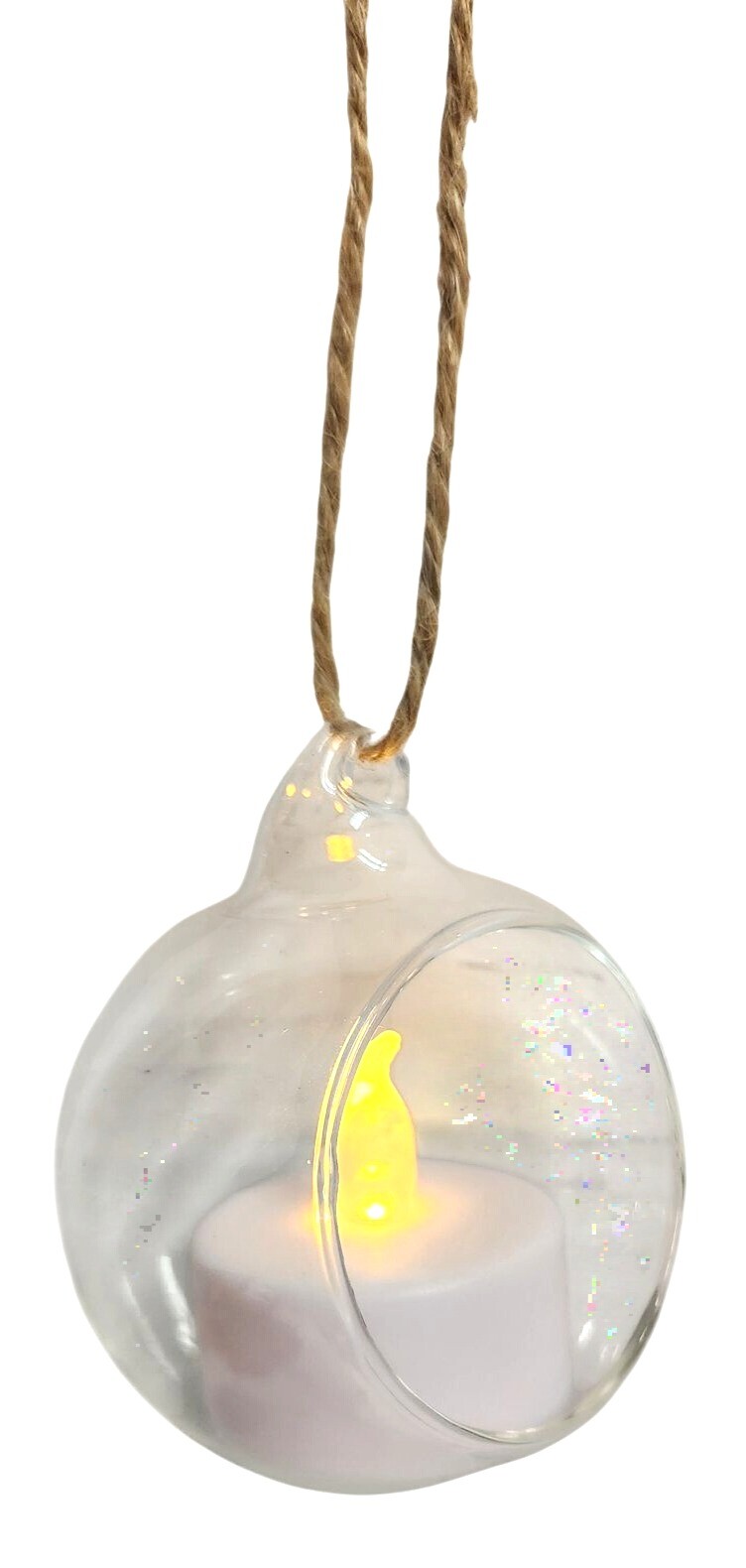 Clear Glass Hanging Ball, Orbs, Ornaments With Jute Twine For Decor Set Of 3