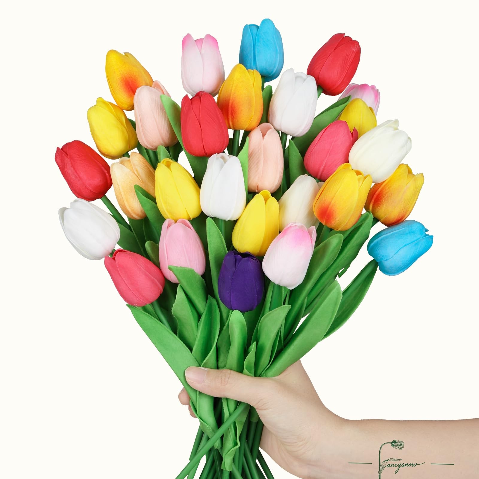 28 PCS Colorful Faux PU Real Touch Tulips Artificial Flowers Home Decor