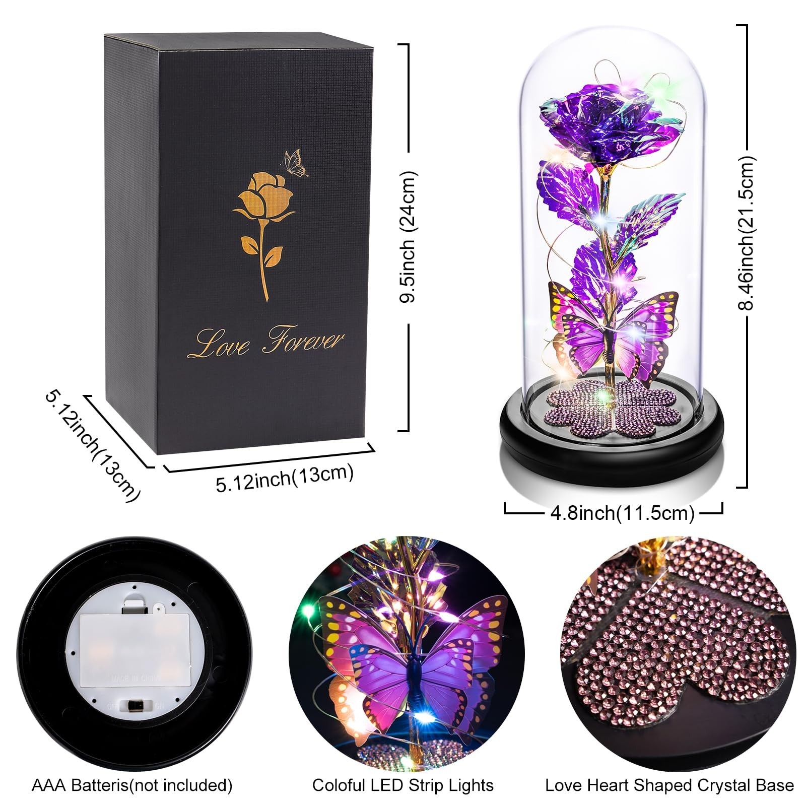 Eternal Galaxy Glass Rose in Dome – Perfect Mother’s Day Gift for Mom, Wife, Gra