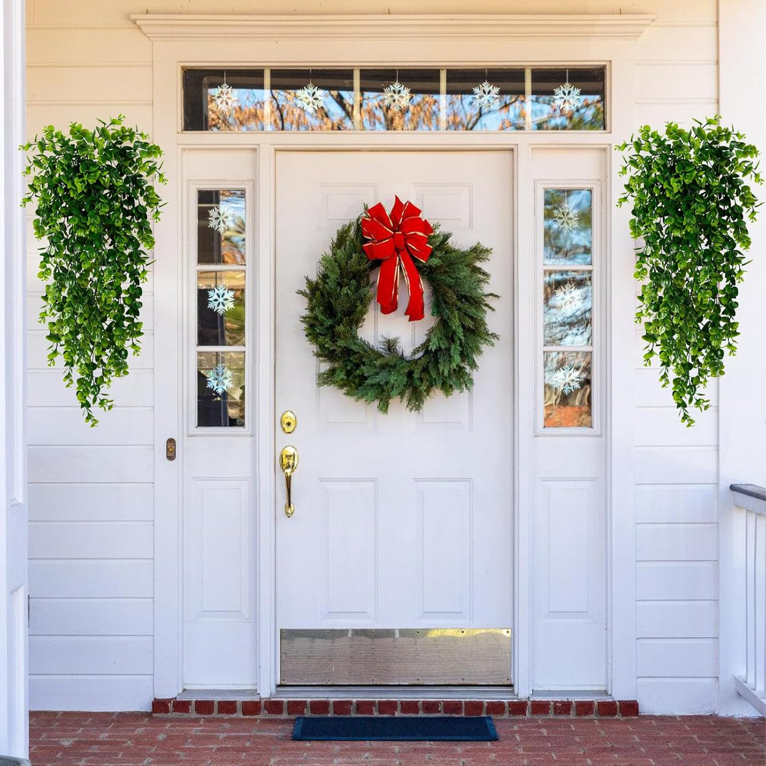 2Pcs Fake Hanging Plants Faux Greenery for Outdoor Planters Wall Plants Hanging