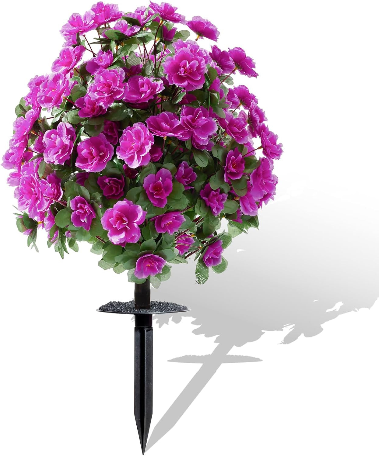 Faux Silk Azalea Ball Bush with Ground Spike 15 Inch Outdoor Decor