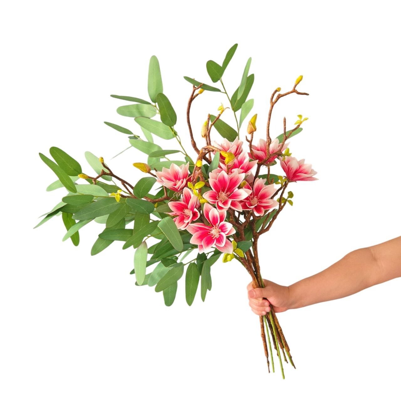 10-Stem Artificial Greenery Set.Magnolia Lotus & Eucalyptus.DIY Projects.