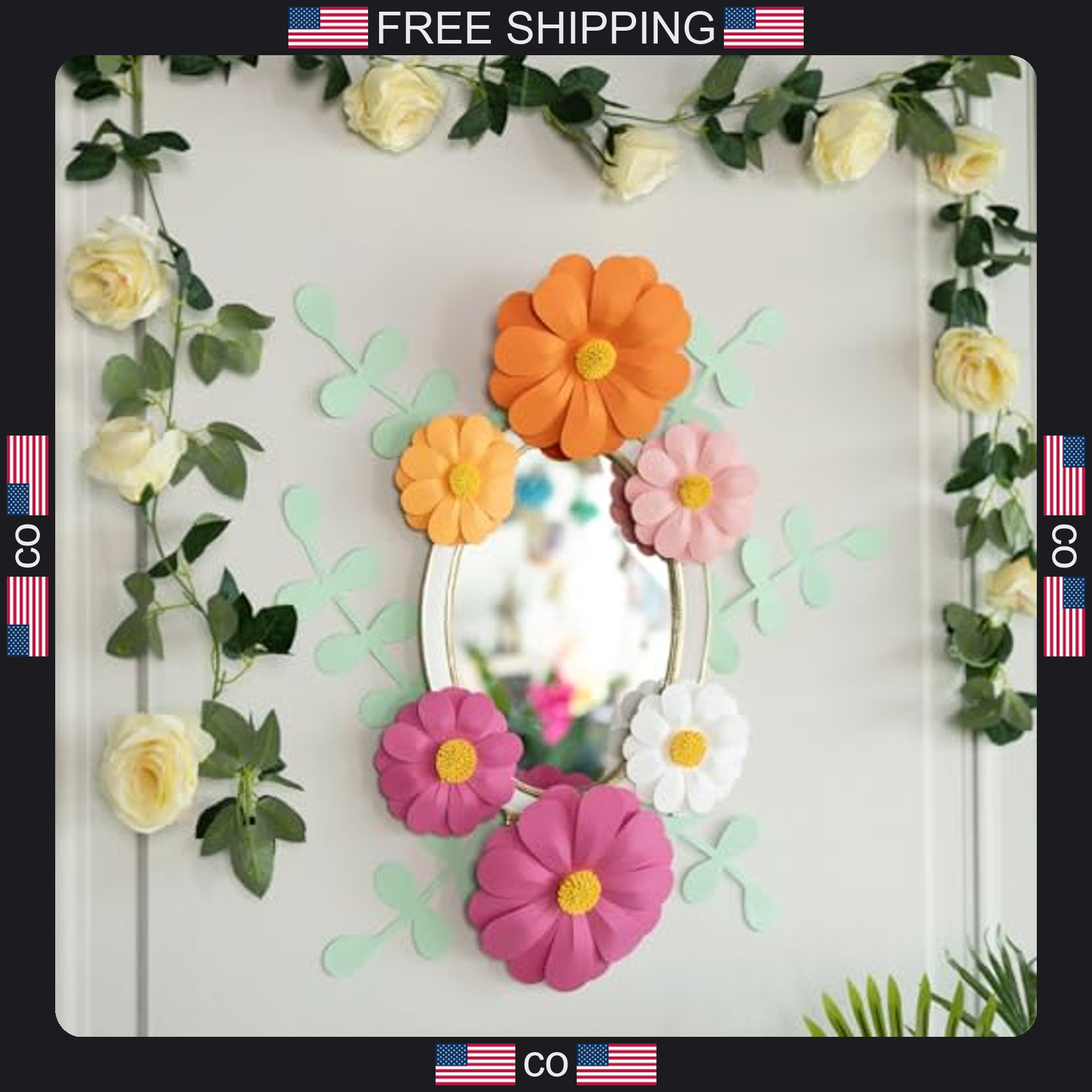 Set of 12 Handmade 3D Paper Flower Wall Decorations for Events