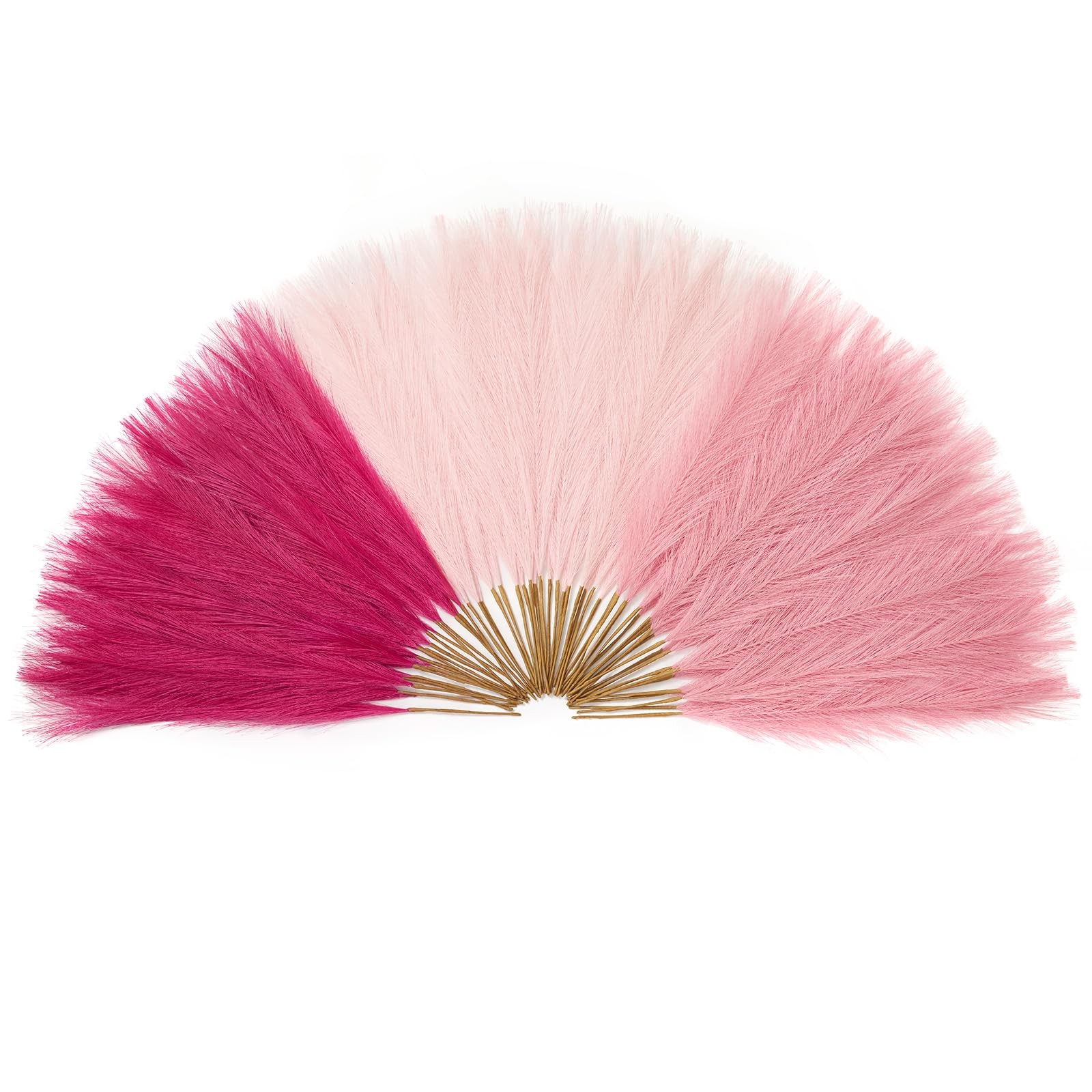 60Pcs Hot Pink & Blush & Pink Pampas Grass Decor, 17.7” Faux Pampas Grass, A…