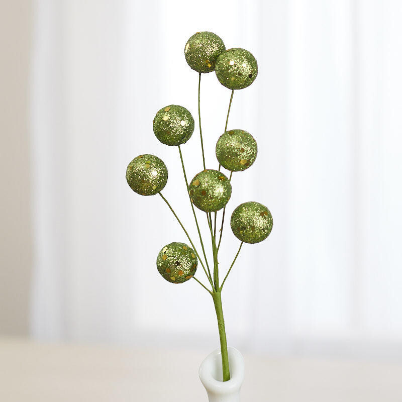 Set of 12 Light Green Glittered Disco Ball 9-1/2″ Tall Floral Picks