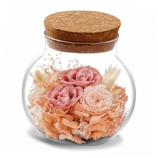 NATROSES Flowers in a Glass – Handmade Preserved Flowers Wish Bottle Dusty Pink