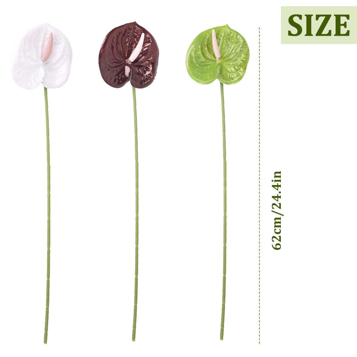 Artificial Anthurium Flowers Fake Flamingo Lily Single Stem Bouquet Table Decor